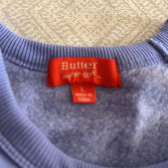 Butter Girls Blue/Purple Cold Shoulder ‘Good Vibes’ Sweatshirt - Picture 5 of 7